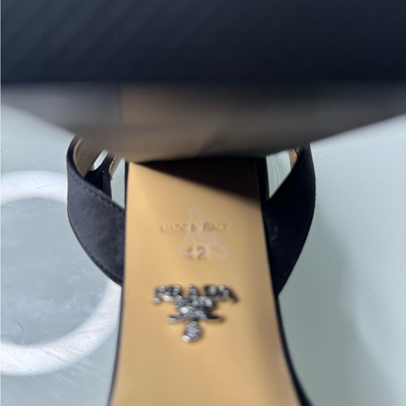 Authentic Prada Black Satin Peep-Toe Heels - Picture 2 of 8